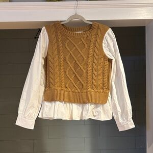 Anthropologie Brown Cable Knit Sweater Vest